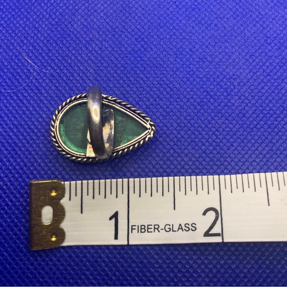 Comfort Curl ADJUSTABLE Genuine Fab Green Malachite Ring! .925 Sterling Overlay - Picture 13 of 16